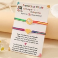 Zweiteiliges Herz-Armband-Set auf zweisprachiger Karte zum ersten Schultag - Herz Mehrfarbig (Gold)