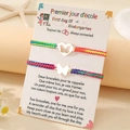 Regenbogen gewebtes Herz und Schmetterling Armband Set auf zweisprachiger Karte - Schmetterling Mehrfarbig (Silber)