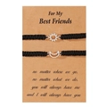 Handgefertigte schwarze Sonne und Mond Freundschaftsarmbänder auf Kraft-Geschenkkarte - Silber (Best Friends Stil)