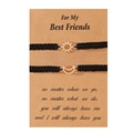 Handgewebte Sonnen- und Mond-Freundschaftsarmbänder auf Geschenkkarte im Zweierset - Gold (Best Friends Stil)