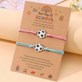 Soccer charm braided bracelets set on Back to School poem card for mother and daughter - School Blue And Pink
