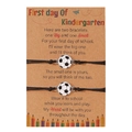First day of school woven soccer bracelets for mother and son on a brown gift card - Kindergarten Black