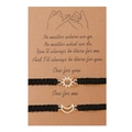 Braccialetti dell'amicizia intrecciati a mano con sole e luna su carta kraft - Argento (Stile Pinky Promise)