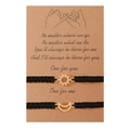 Set di braccialetti dell'amicizia intrecciati neri con sole e luna su carta kraft - Oro (Stile Pinky Promise)