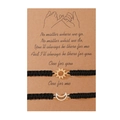 Braccialetti dell'amicizia sole e luna intrecciati a mano su carta kraft con design - Argento + Oro (Stile Pinky Promise)