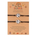 Soccer charm bracelet set with black woven ropes and themed school gift card - School Black