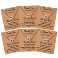 Set de seis collares de nudo plateados en tarjetas kraft para regalos de damas de honor - Plateado (Set de 6)