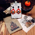 Gothic spade oorbellen met skelet en roos, inclusief Halloween geschenkzakje en kaart - Schedel Hart Stijl (Met Cadeauzakje)