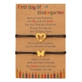 Mutter-Tochter Kindergarten Armband Set mit Schmetterling und Herz auf Geschenkkarte - Schmetterling Schwarz (Gold Anhänger)