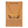 Collier doré numéro d'ange 111 avec ailes de papillon sur carte de support - Style Ailes de Papillon Numéro 111 (N00162) / Or