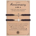 Detail of couple cross bracelets on a vintage kraft paper anniversary gift card - Anniversary Theme (Black)