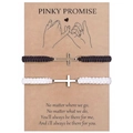 Set de bracelets croisés tressés pour couple en noir et blanc sur carte cadeau - Thème Promise (Noir et Blanc)