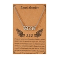 Silver 333 angel number necklace with wings on a gift message card for women - 333 Number Butterfly Wings Style (N00162) / Silver