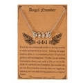 Silver angel number 444 necklace with butterfly wings pendant on a gift card - 444 Number Butterfly Wings Style (N00162) / Silver