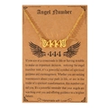 Gold angel number 444 necklace with wing pendant on a handmade spirit guide card - 444 Number Butterfly Wings Style (N00162) / Gold
