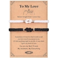 Minimalistische Knotenarmbänder für Paare in Schwarz-Weiß-Set auf einer Grußkarte - An Meinen Schatz Schwarz & Weiß (B00744)