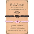 Ensemble de bracelets tressés Pinky Promise noir et rose pour couples sur carte cadeau - Couples Noir & Rose (B00744)