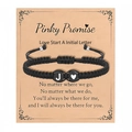 Pinky promise armband met geweven touw hart en J letter op een cadeaukaart - Letter J Stijl