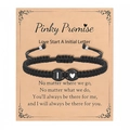 Bracelet tressé noir Pinky Promise avec perles de lettre et motif de coeur - Style Lettre I