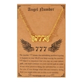 Gold angel number 777 necklace with butterfly wing pendant on a gift message card - 777 Number Butterfly Wings Style (N00162) / Gold
