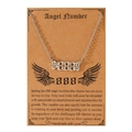 Silver angel number 888 necklace with wing design on vintage brown card display - 888 Number Butterfly Wings Style (N00162) / Silver