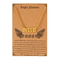 Gold-plated 888 angel number necklace with wings on a themed display card - 888 Number Butterfly Wings Style (N00162) / Gold