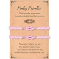 Rosa geflochtene Unendlichkeitsknoten-Armbänder auf Pinky Promise-Botschaftskarte - Paare Rosa (B00744)