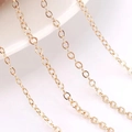 Polished gold link chain necklace featuring a fine oval loop design for DIY jewelry - Gold Plated Copper O-Chain Necklace