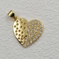 Detailed macro view of heart pendant with gold plating and sparkling cubic zirconia stones - Heart Pendant Only (Gold)