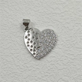 Macro detail of heart pendant showing polished silver metal and zircon pavé setting - Heart Pendant Only (Silver)