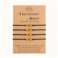 Set of 4 gold knot friendship bracelets on card with heart charms and black cords - Gold (B00737 Quad Set)