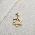 Macro detail of gold-plated Star of David pendant with textured relief finish - Relief Hexagram Pendant