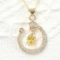 Star and moon necklace featuring a yellow pear-shaped stone in a gold setting - Yellow Waterdrop Style