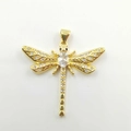 Micro-p鑲 zircon dragonfly pendant necklace in gold finish with intricate crystal wings - Gold (DL0031)