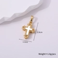 Macro view of vintage gold cross pendant with shell inlay showing 1.8cm height dimensions - Gold Style D