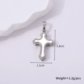 Detailed view of silver cross pendant with white inlay, size 1.8cm x 1.1cm for jewelry making - Silver Style E