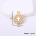 Detalle de colgante de cruz dorada con dimensiones 2,7cm x 2,1cm e información - Cruz de Ráfaga de Estrellas Redonda (Estilo I)