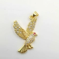Exquisite gold-plated bird pendant with white zircon pavé wings and red zircon eye detail - Flying Bird Style (DL0030) / Gold (DL0030)