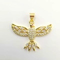 Elegant gold-plated bird pendant necklace with sparkling white zircons and red eye detail - Peace Dove Style (YB0077) / Gold (YB0077)