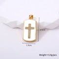 Detalle del colgante de cruz rectangular dorada con pedrería blanca de 2,5 cm por 1,3 cm - Cruz de Placa Rectangular de Zirconia Completa (Estilo K)