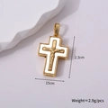 Detailed macro view of a vintage gold crucifix pendant with white enamel inlay accents - Gold Style H