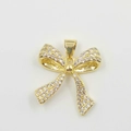 Elegant gold plated bow necklace pendant with sparkling cubic zirconia pavé setting - Dense Rhinestone Bowknot Pendant (YB0043 Gold)