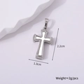Close-up of vintage silver cross pendant with white inlay and dot relief, 2.2cm x 1.3cm - Silver Style I