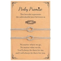 Bracelets de couple Pinky Promise en acier inoxydable avec carte de présentation - Couple Argent