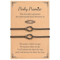 Bracelets de couple à nœuds noirs minimalistes sur une carte Pinky Promise - Couple Noir