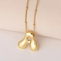 Minimalist gold puffy initial A pendant necklace with beaded chain on beige fabric - Puffy Gold Letter A (Pendant Only (Without Chain))