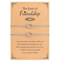 Μινιμαλιστικό σετ βραχιόλια φιλίας με γκρι πλεκτά κορδόνια σε κάρτα δώρου - Φιλία Ασημί