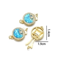 Chiusura placcata in oro 18K con opale blu e cristalli per gioielli di perle, 1.9cm - Chiusura a Incastro Occhio (Blu Pavone)