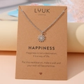 Silberne Edelstahl-Halskette mit Gänseblümchen-Anhänger auf Happiness-Geschenkkarte - Vielzackiger Stern Silber (N00172)