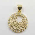 Golden Mama pendant necklace with heart accents and pavé cubic zirconia for Mother's Day - Gold Round Zirconia MAMA Pendant